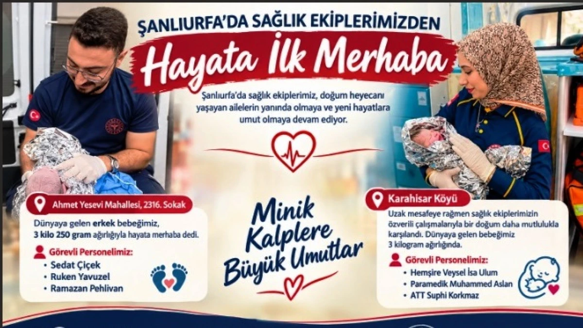 Şanlıurfa&rsquo;da Sağlık Ekiplerinden Zamanla Yarış: Ekipler İki Bebeğin Doğumuna Umut Oldu